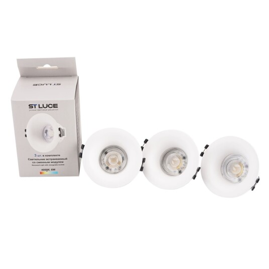 Фото ST905.508.01_3 Светильник встраиваемый со сменным модулем ST-Luce белый/прозрачный LED 1*5.5W 4000K Встраиваемые светильники