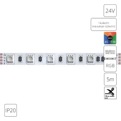 Фото Светодиодная лента 24V 14,4W/m (на канал 4,8W/m) RGB 5м IP20 Arte Lamp TAPE A2406010-01-RGB