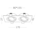 Фото 1 ST251.508.02 Св-к встр. Белый GU10 2*50W  IP20 L170xW92xH27 220V Без ламп Встраиваемые светильники