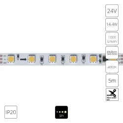 Фото Светодиодная лента 24V 14,4W/m 4000К 5м IP20 Arte Lamp SPI A2406010-04-4K