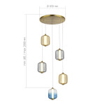 Фото 1 SL1193.303.05 Светильник подвесной ST-Luce Латунь/Янтарный,Дымчатый,Голубой LED 5*10W 3000K САММЕР