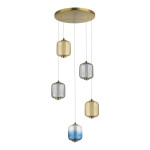 Фото 3 SL1193.303.05 Светильник подвесной ST-Luce Латунь/Янтарный,Дымчатый,Голубой LED 5*10W 3000K САММЕР