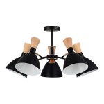 Фото SLE1256-402-05 Светильник потолочный Черный/Черный, Светлое дерево, Золотистый E14 5*40W VISTA