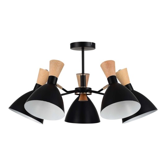 Фото SLE1256-402-05 Светильник потолочный Черный/Черный, Светлое дерево, Золотистый E14 5*40W VISTA