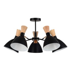 Фото SLE1256-402-05 Светильник потолочный Черный/Черный, Светлое дерево, Золотистый E14 5*40W VISTA