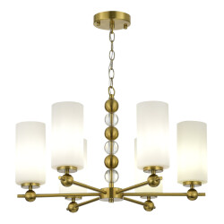 Фото SL2003.303.06 Люстра подвесная  ST-Luce латунь/белый E27 6*40W АВРОРА