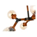 Фото 1 SLE109402-06 Светильник потолочный Черный, Темное дерево/Прозрачный, Янтарный E27 6*60W RAQUEL