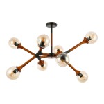 Фото 2 SLE109402-08 Светильник потолочный Черный, Темное дерево/Прозрачный, Янтарный E27 8*60W RAQUEL