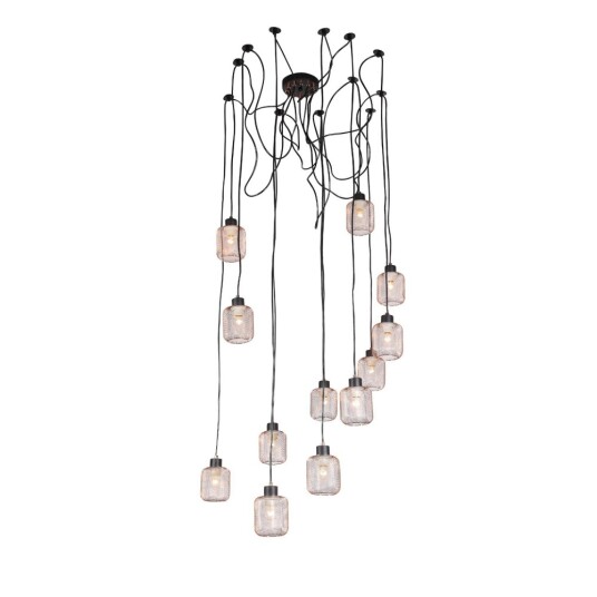 Фото SL193.303.12 Светильник подвесной Черный/Латунь,Прозрачный E27 12*60W FORTO