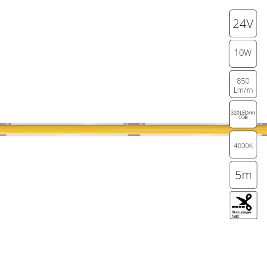 Фото Светодиодная лента 24V 10W/m 4000К 5м IP20 Arte Lamp LANE A2432005-02-4K