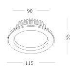 Фото 1 ST752.538.07 Св-к встр. Белый LED 1*7W 3000K 560Lm Ra80 100° IP44 D115xH47 100-240VV Встраиваемые светильники