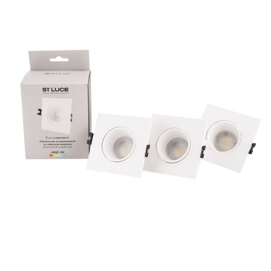 Фото ST906.518.01_3 Светильник встраиваемый со сменным модулем ST-Luce белый/прозрачный LED 1*5.6W 4000K Встраиваемые светильники