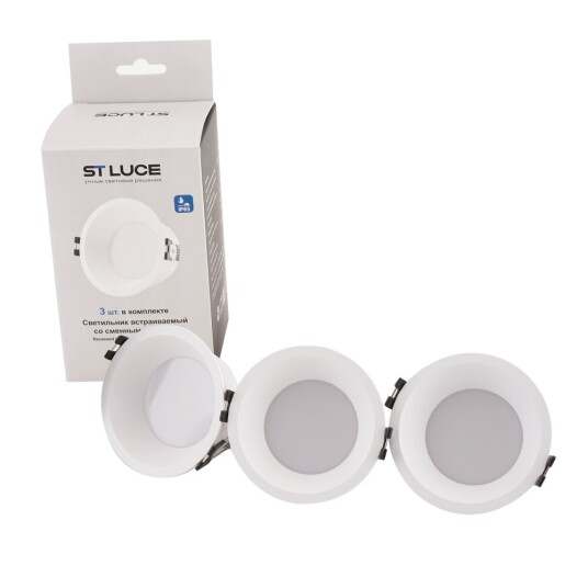 Фото ST907.518.01_3 Светильник встраиваемый со сменным модулем ST-Luce белый/прозрачный LED 1*5.6W 4000K Встраиваемые светильники