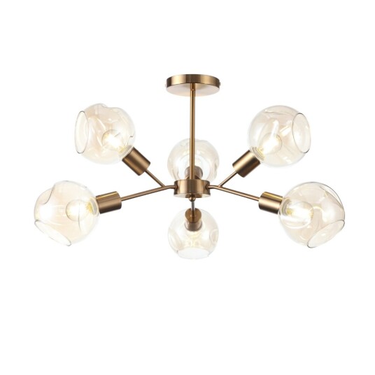 Фото utsenka-SLE155302-06 Светильник потолочный Античная медь/Янтарный E14 6*60W GENTORE