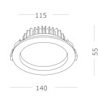 Фото 1 ST752.538.18 Св-к встр. Белый LED 1*18W 3000K 1 440Lm Ra80 100° IP44 D140xH52 100-240VV Встраиваемые светильники