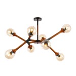 Фото 3 SLE109402-08 Светильник потолочный Черный, Темное дерево/Прозрачный, Янтарный E27 8*60W RAQUEL