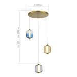Фото 1 SL1193.303.03 Светильник подвесной ST-Luce Латунь/Янтарный,Дымчатый,Голубой LED 3*11,2W 3000K SUMMER