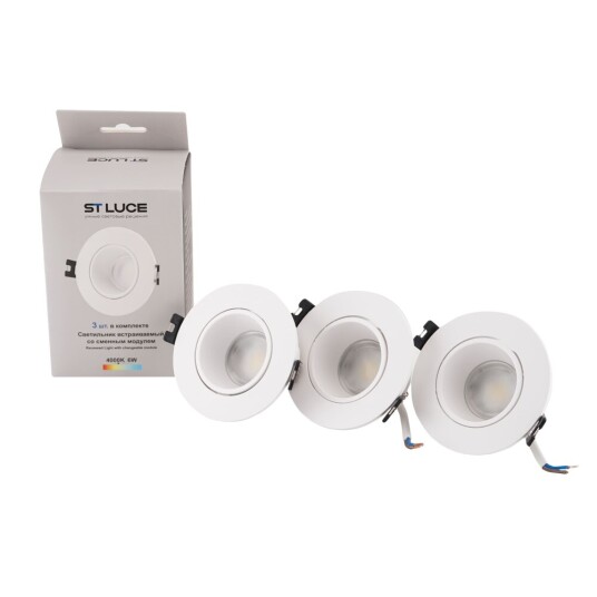 Фото ST906.508.01_3 Светильник встраиваемый со сменным модулем ST-Luce белый/прозрачный LED 1*5.6W 4000K Встраиваемые светильники