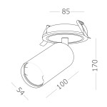 Фото 1 ST303.508.01 Св-к встр. Белый GU10 1*50W  L100xW54xH170 220V Без ламп Встраиваемые светильники